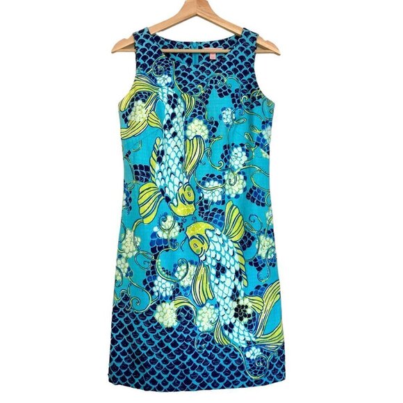 LILLY PULITZER Stephanie Koi Fish Print Sleeveless Sheath Dress - Picture 1 of 9